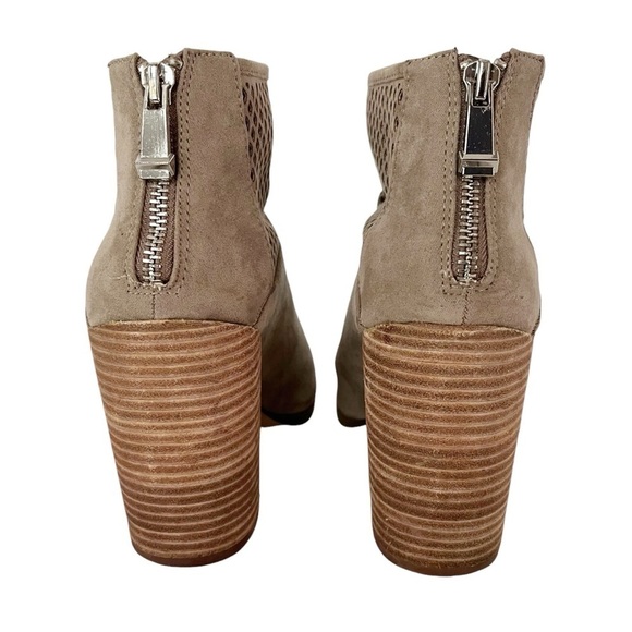 Report Barnack Ankle Booties Women's Size 8 Grey Tan Open Toe Laser Cut Heel Zip - Picture 6 of 10